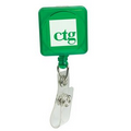 Pad Printed Retractable Badge Holder (Square w/ Alligator Clip)